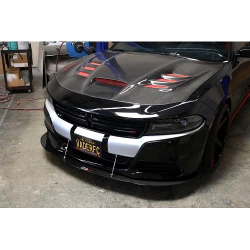 APR Carbon Fiber Front Splitter + Rods 15-up Dodge Charger RT-V6 - Click Image to Close